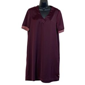 Scotch & Soda Maison Scotch Wine Plum Burgundy Satin Shift Dress Sz M